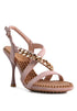 DOMEDA Metal Chain Mid Heel Sandal Latte 5 by Rag Company | Fleurcouture