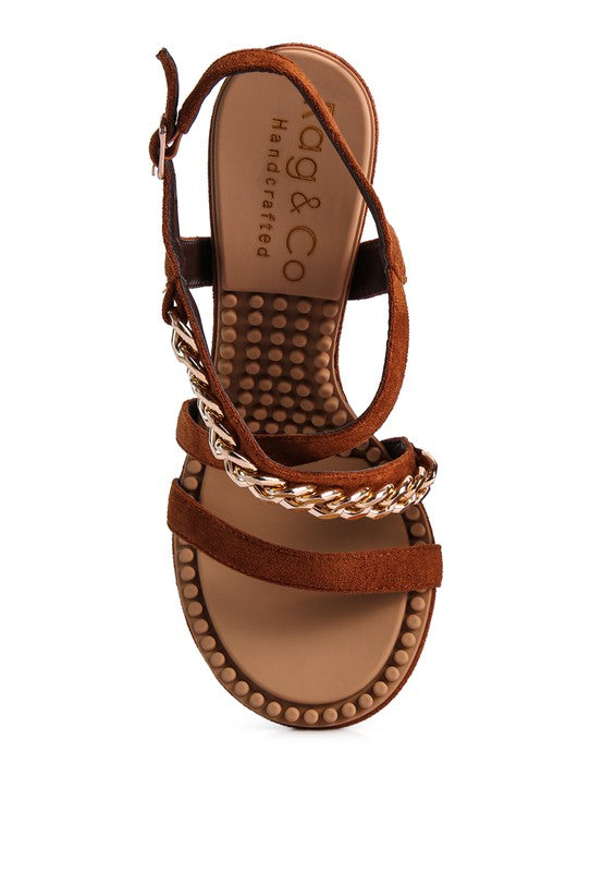 DOMEDA Metal Chain Mid Heel Sandal by Rag Company | Fleurcouture