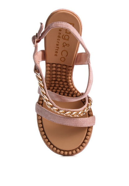 DOMEDA Metal Chain Mid Heel Sandal by Rag Company | Fleurcouture