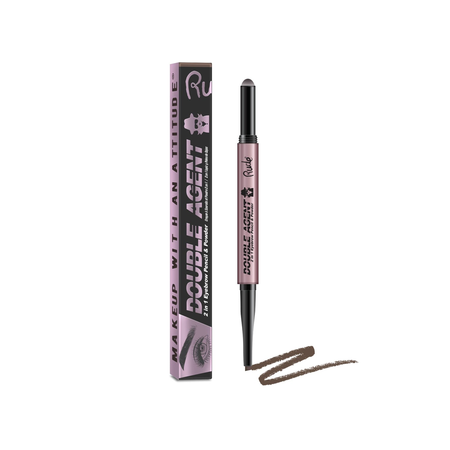 Double Agent 2 in 1 Eyebrow Pencil and Powder Eyebrows by Rude Cosmetics | Fleurcouture