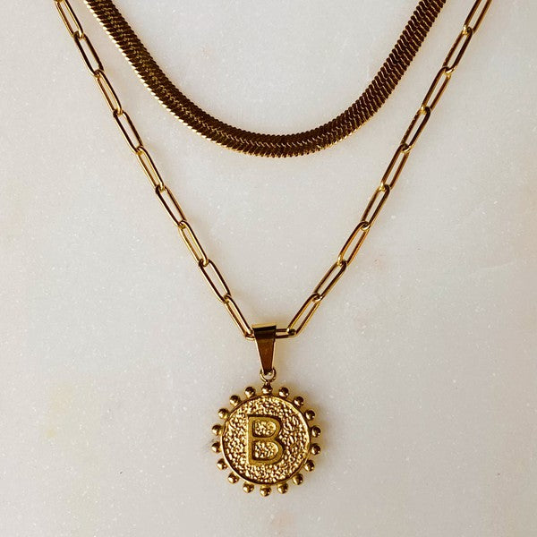 Double Chain Initial Necklace B OS by Ellison and Young | Fleurcouture