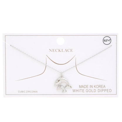 Double Dolphin Charm Gold Dipped Necklace by Fleurcouture | Fleurcouture