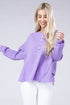 Double Gauze Oversized 3/4 Button Henley Neck Top LAVENDER S/M by ZENANA | Fleurcouture