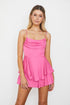 Double Ruched Cami Mini Romper HOT PINK S by One and Only Collective Inc | Fleurcouture