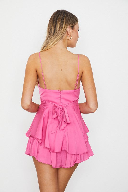 Double Ruched Cami Mini Romper by One and Only Collective Inc | Fleurcouture