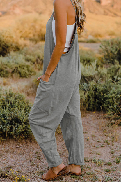 Double Take Full Size V-Neck Sleeveless Jumpsuit with Pockets Romper by Trendsi | Fleurcouture