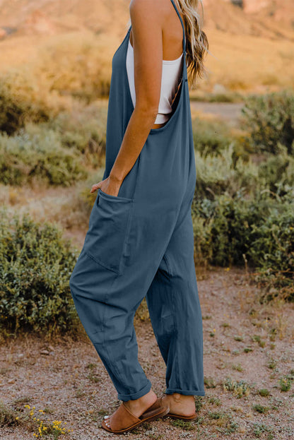 Double Take Full Size V-Neck Sleeveless Jumpsuit with Pockets Romper by Trendsi | Fleurcouture