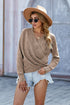 Double Take V Neck Wrap Front Knitted Top Khaki S Women&