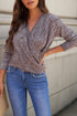 Double Take V Neck Wrap Front Knitted Top Mauve S Women&