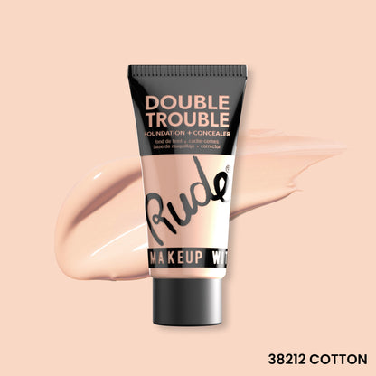 Double Trouble Foundation and Concealer Cotton 02 Foundation by Rude Cosmetics | Fleurcouture