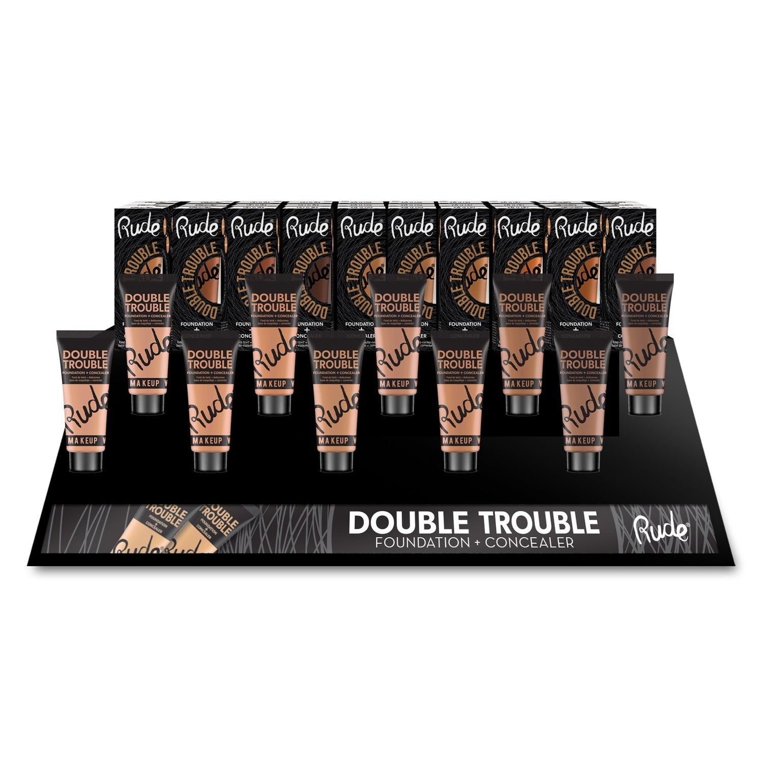 Double Trouble Foundation and Concealer Display Set B, 80 pcs Wholesale Set by Rude Cosmetics | Fleurcouture