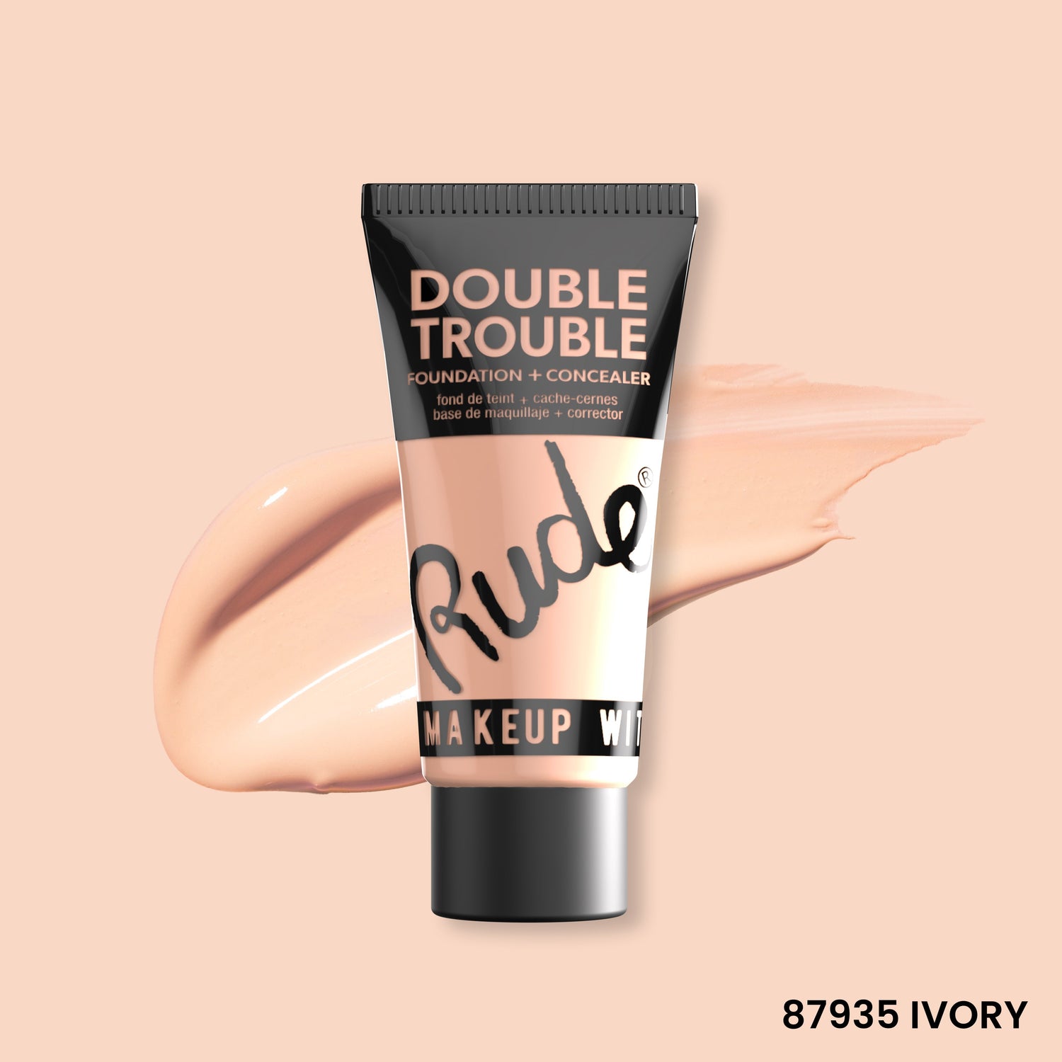 Double Trouble Foundation and Concealer Ivory 03 Foundation by Rude Cosmetics | Fleurcouture