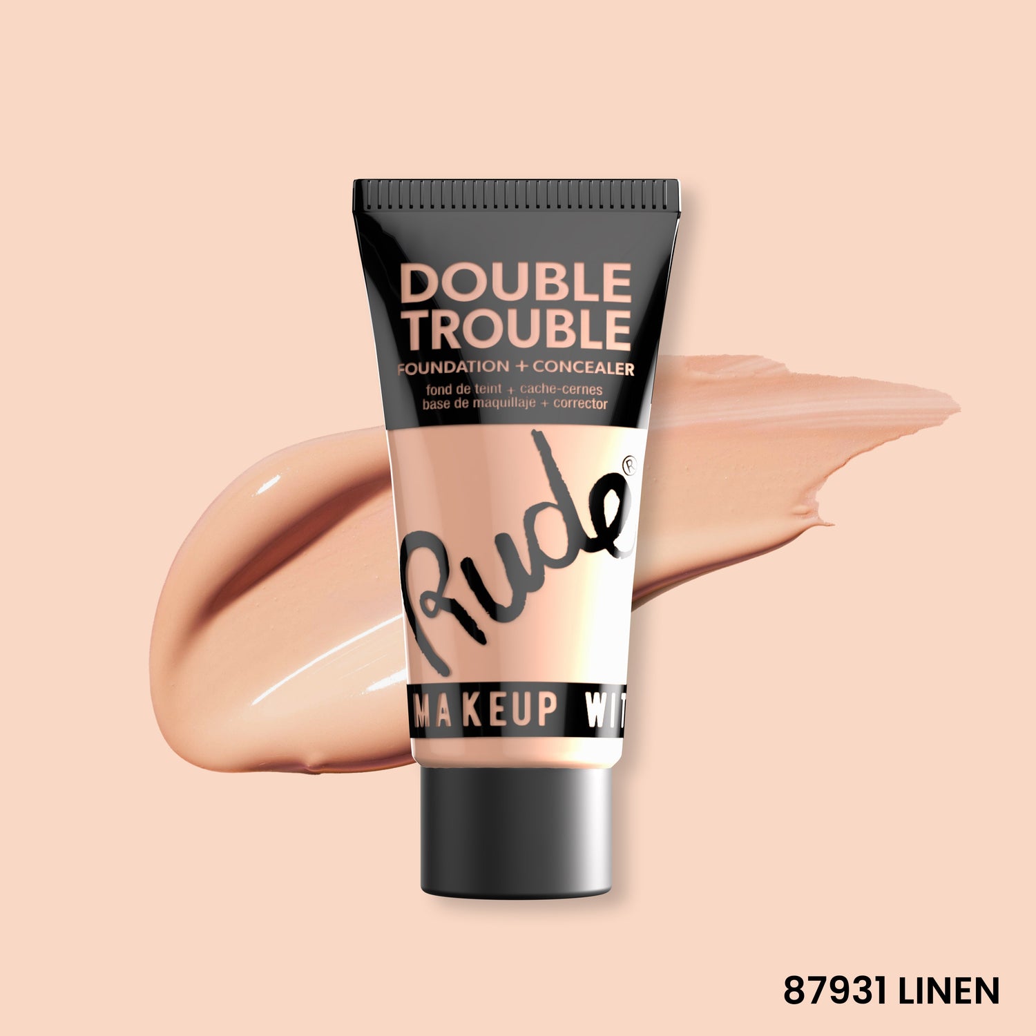 Double Trouble Foundation and Concealer Linen 08 Foundation by Rude Cosmetics | Fleurcouture