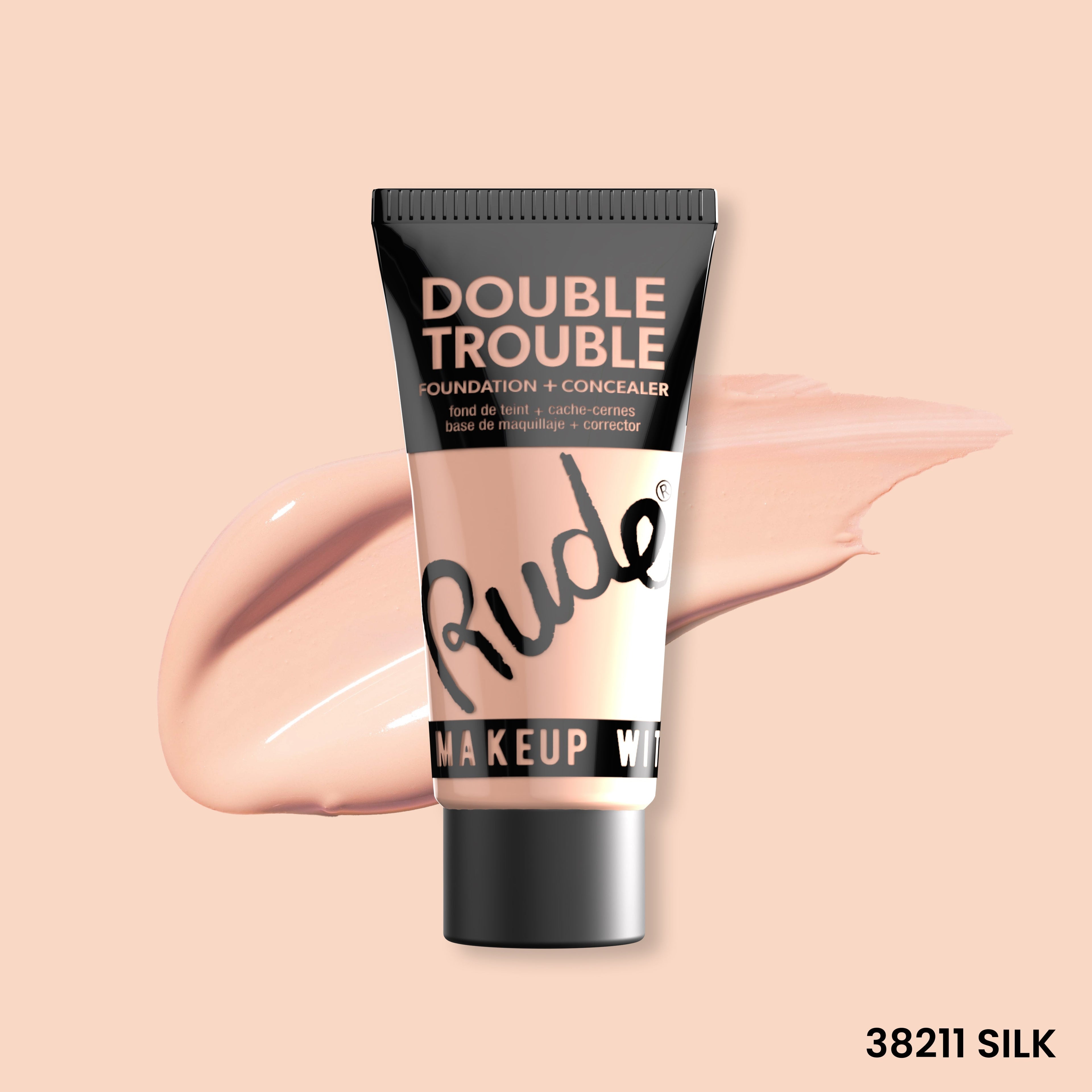 Double Trouble Foundation and Concealer Silk 01 Foundation by Rude Cosmetics | Fleurcouture