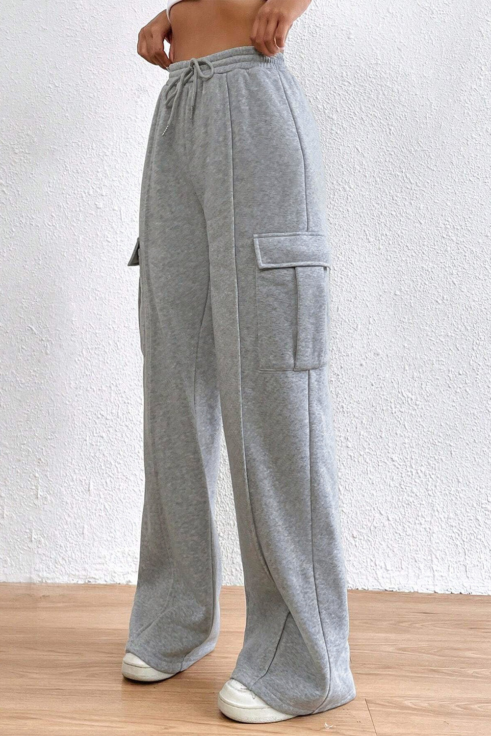 Drawstring High Waist Pants Light Gray Sweatpants &amp; Joggers by Trendsi | Fleurcouture