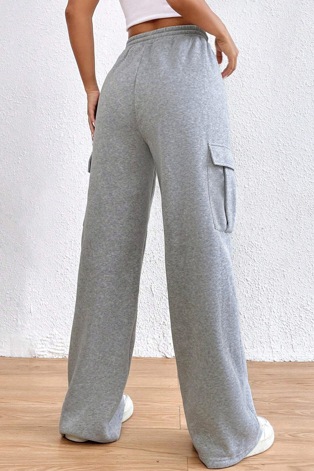 Drawstring High Waist Pants Light Gray Sweatpants &amp; Joggers by Trendsi | Fleurcouture