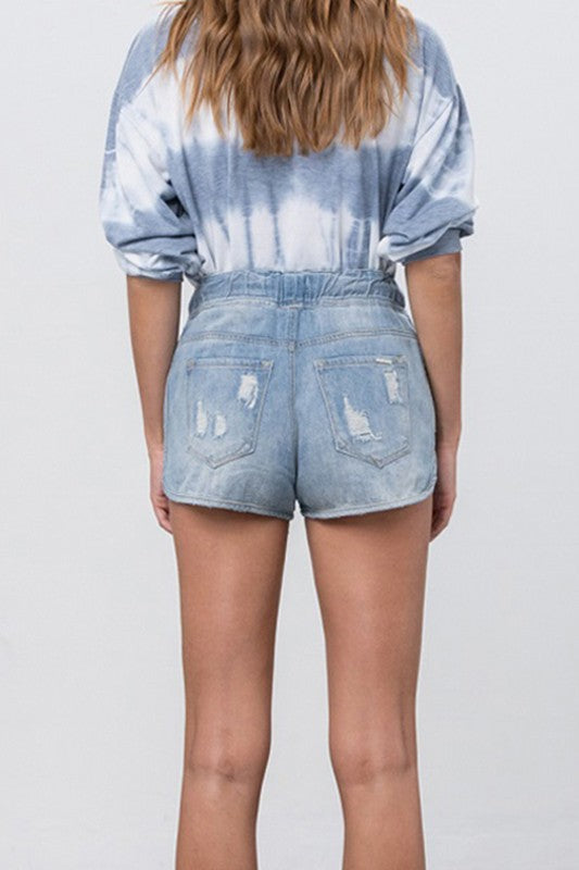 Drawstring Jogger Denim Shorts LIGHT by Denim Lab USA | Fleurcouture