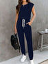 Drawstring Round Neck Sleeveless Jumpsuit Cobald Blue S by Trendsi | Fleurcouture