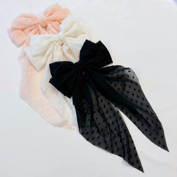 Dreamy Dotty Sheer Bow Hair Clip OS Accessories by Ellison and Young | Fleurcouture