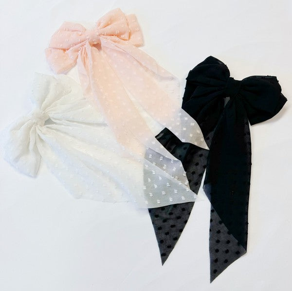 Dreamy Dotty Sheer Bow Hair Clip OS Accessories by Ellison and Young | Fleurcouture