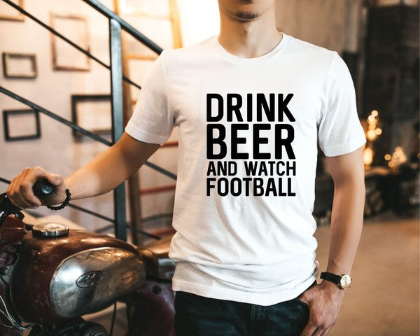 Drink Beer and Watch Football Mens Tee White L by Ocean and 7th | Fleurcouture