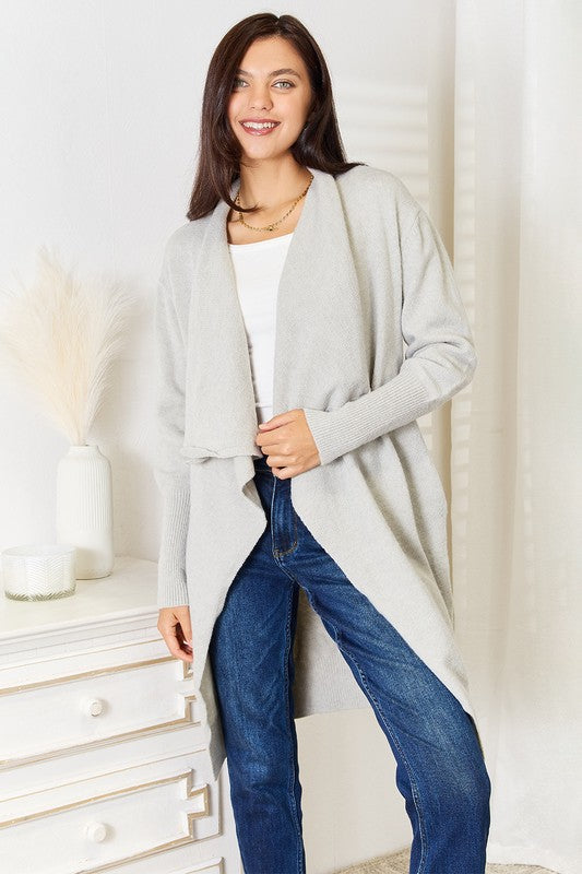 Duster Cardigan with Pockets Light Gray S by ClaudiaG Collection | Fleurcouture