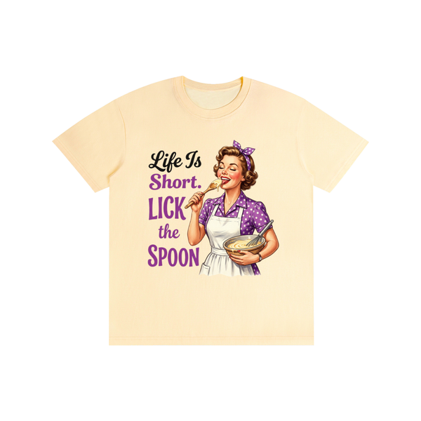 Lifeistooshortlickthespoon,lifeistooshort,funny,sarcastic,retro,1950s,tee,tshirt