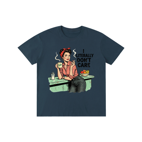 Iliterallydontcare,funny,sarcastic,retro,1950s,tee,tshirt