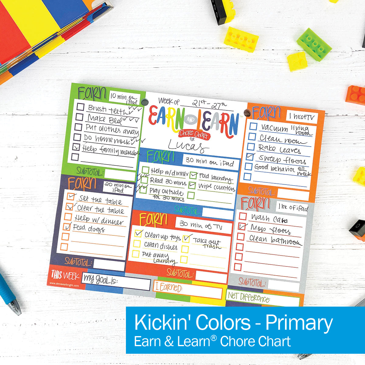 Earn &amp; Learn® Kids Money Management Chore Chart Pad Kickin&