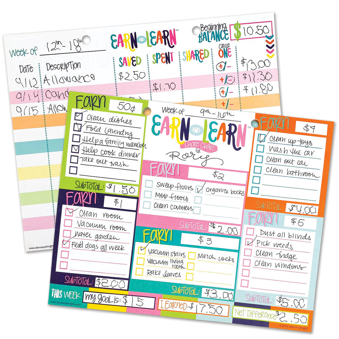 Earn & Learn® Kids Money Management Chore Chart Pad Pads by DAS | Fleurcouture