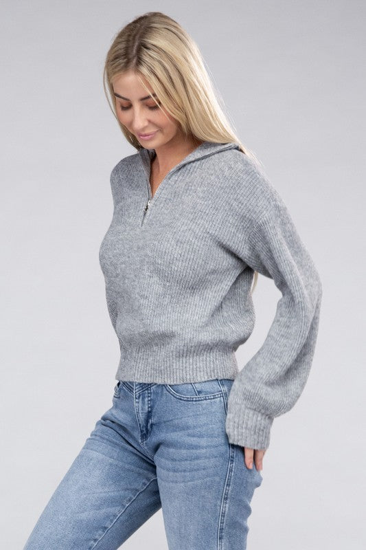 Easy-Wear Half-Zip Pullover by Ambiance Apparel | Fleurcouture