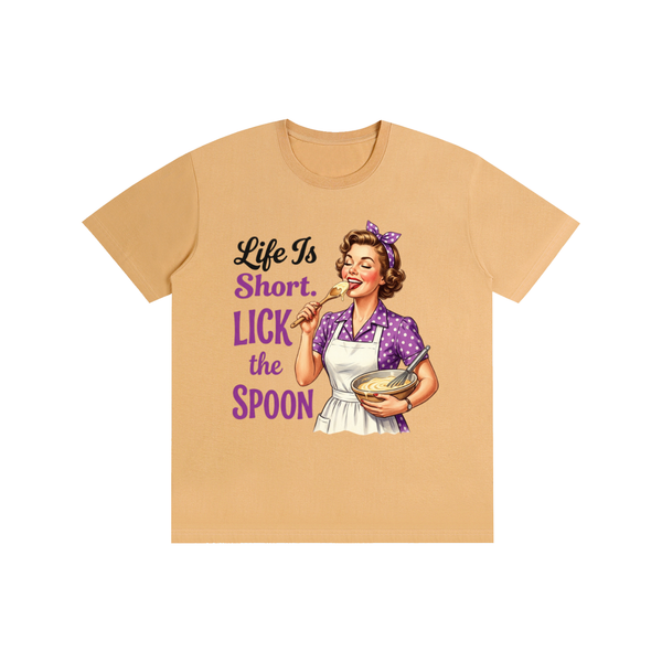 Lifeistooshortlickthespoon,lifeistooshort,funny,sarcastic,retro,1950s,tee,tshirt