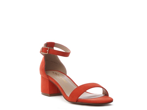 Ecrin Suede Block Heel Sandals Orange 5 by Rag Company | Fleurcouture