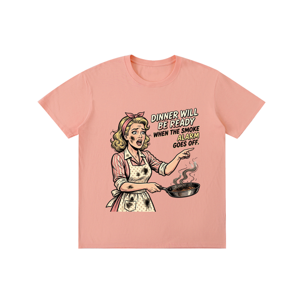 Dinnerwillbereadywhenthesmokealarmgoesoff,retro,1950s,funny,sarcastic,tee,tshirt