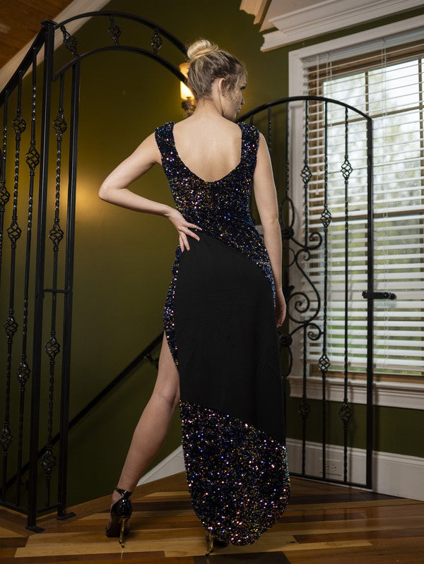 EDINA X2 black multi sequin by ELJ Avenue | Fleurcouture