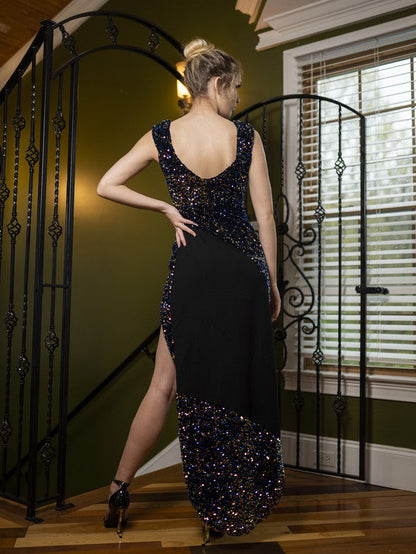 EDINA X2 black multi sequin by ELJ Avenue | Fleurcouture