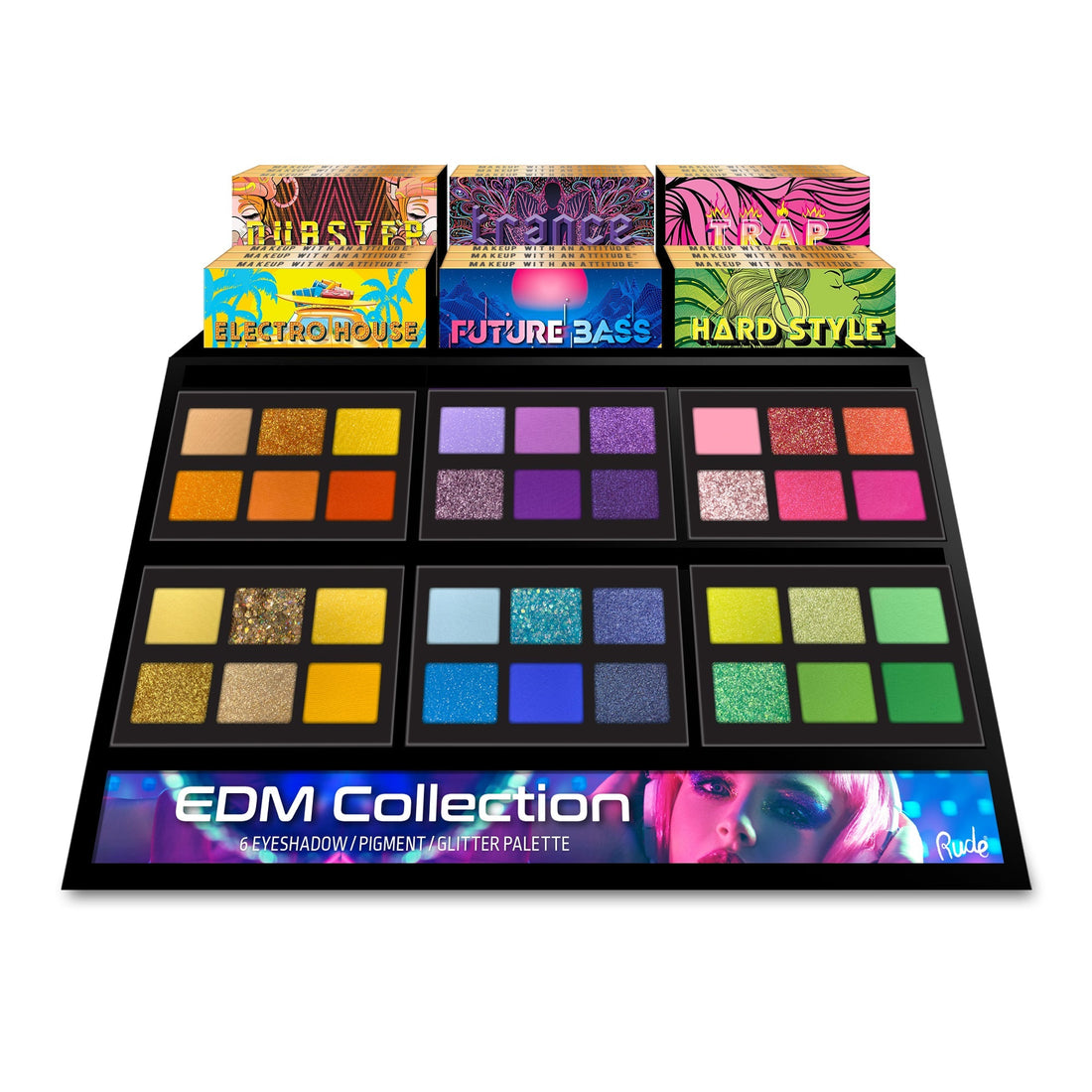 EDM Collection Acrylic Display Set, 48 pcs Wholesale Set by Rude Cosmetics | Fleurcouture