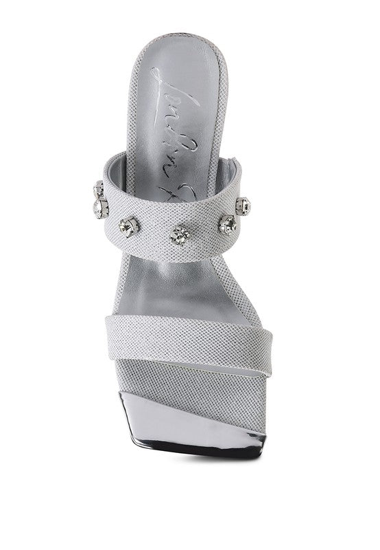 EDM Queen Diamante Embellished Glitter Sandals by Rag Company | Fleurcouture