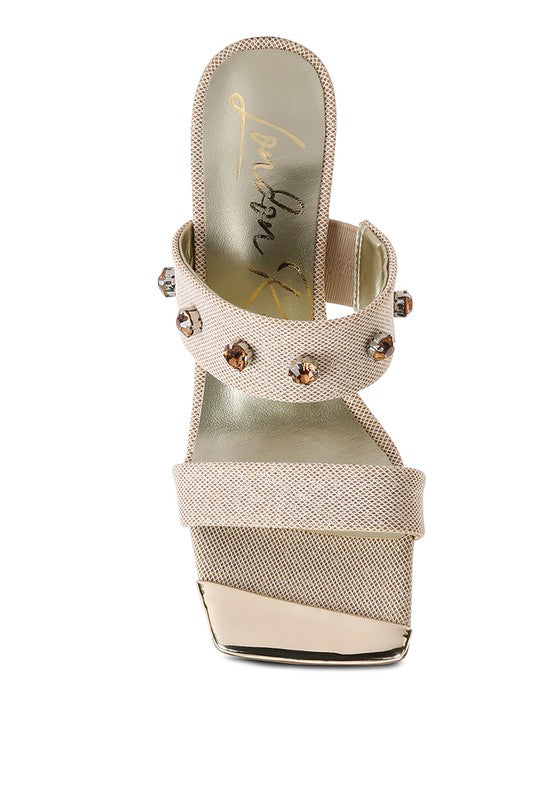 EDM Queen Diamante Embellished Glitter Sandals by Rag Company | Fleurcouture