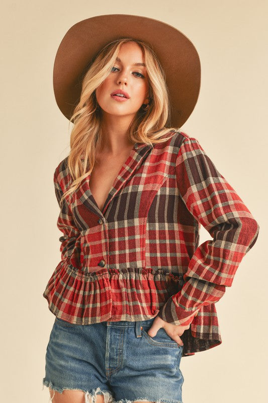 Edwig Jacket RED/BROWN S by Aemi + Co | Fleurcouture