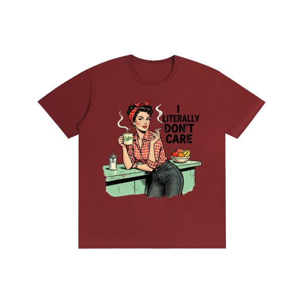 Iliterallydontcare,funny,sarcastic,retro,1950s,tee,tshirt