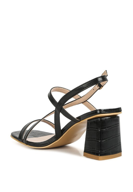 EFFIEO Croc Texture Block Heel Sandals by Rag Company | Fleurcouture