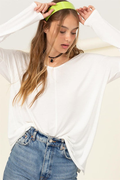 Effortless Endeavor Oversized Long Sleeve Top by HYFVE | Fleurcouture