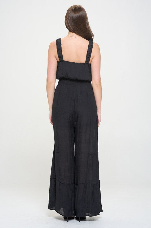 ELASTIC STRAP TIERED JUMPSUIT by Jade By Jane | Fleurcouture