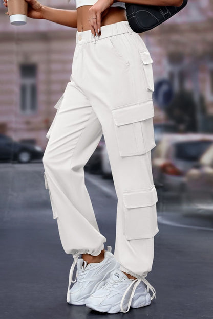 Elastic Waist Cargo Pants Women&