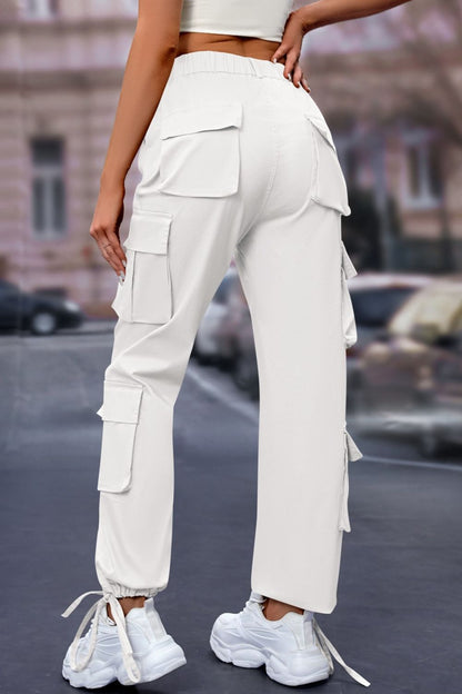 Elastic Waist Cargo Pants Women&