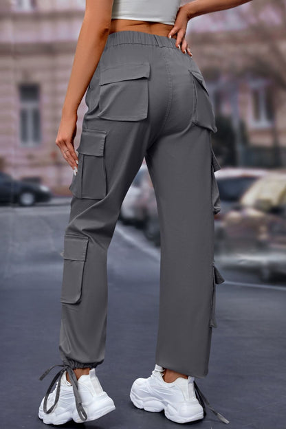 Elastic Waist Cargo Pants Women&