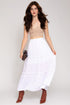 Elastic Waist Merrow Edge Tiered Midi Skirt White L by Gilli | Fleurcouture