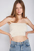 ELASTIC WAISTBAND FRINGED TUBE TOP IVORY S by Emory Park | Fleurcouture