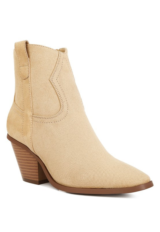 Elettra Ankle Length Cowboy Boots Taupe 6 by Rag Company | Fleurcouture